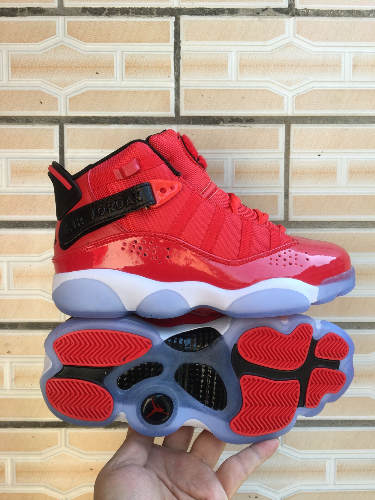 New Women Air Jordan Six Rings Red Black Shoes - Click Image to Close